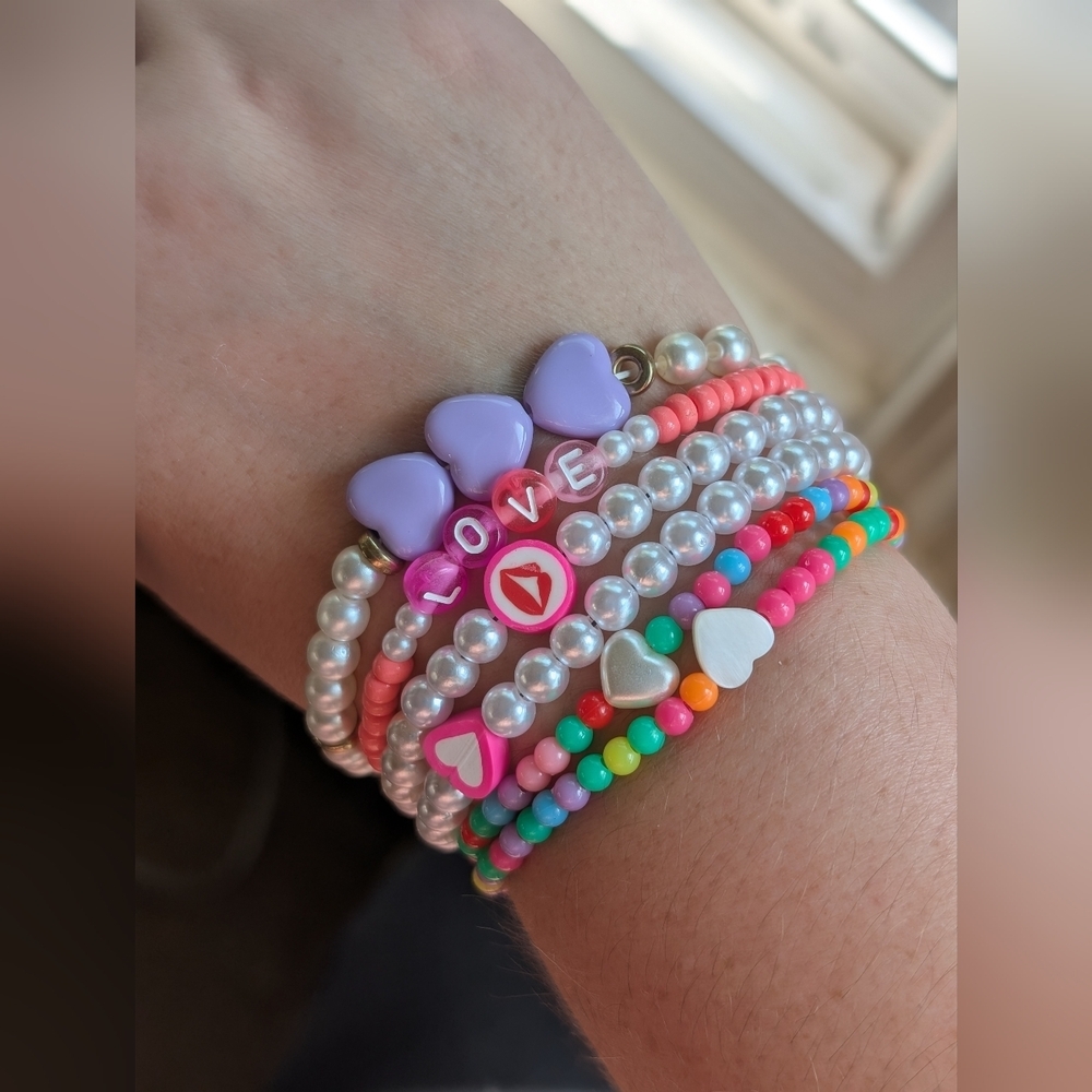 LOVE STACK Beaded Bracelet Set Of 6